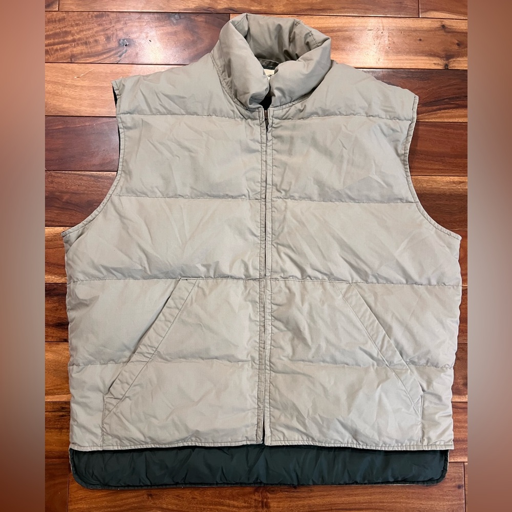 Vintage Eddie Bauer Goose Down Puffer Vest Men’s L Tan Outdoor Gorpcore
